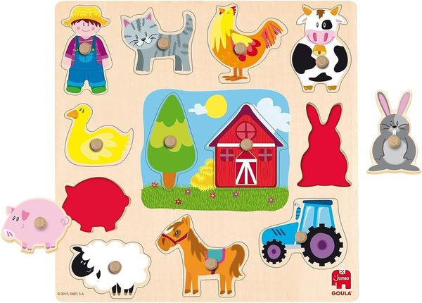 Goula — Puzzle de Encaje por Siluetas: La Granja (madera, 15 piezas)