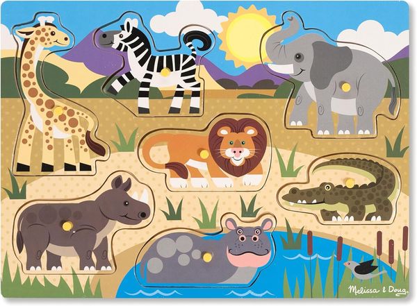 Melissa & Doug — Puzzle de Madera Safari con Clavijas
