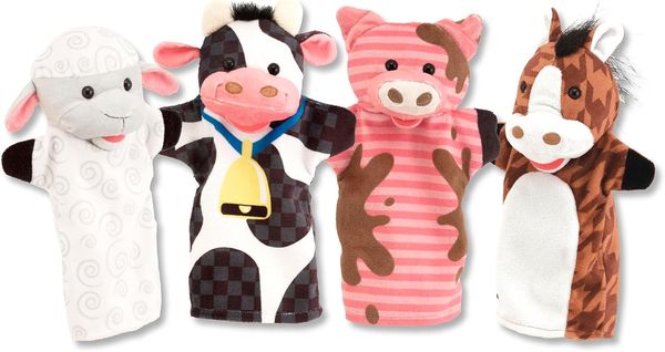 Melissa & Doug — 4 Títeres de mano Animales de la Granja