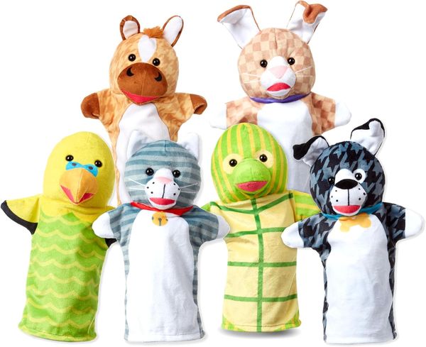 Melissa & Doug — 6 Títeres de Mano Animales Domésticos (perro, gato, conejo…)
