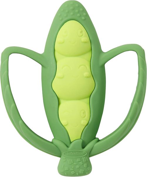 Infantino — Lil' Nibbles Mordedor de Silicona Texturizada (Guisante, sin BPA)