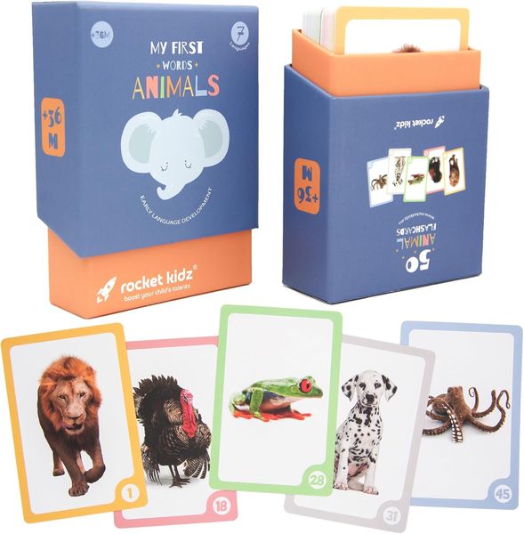 Mis Primeras Palabras Animales — 50 tarjetas Montessori (fotos reales)