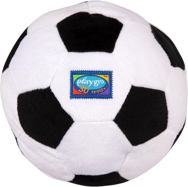 Playgro — Mi Primera Pelota de Fútbol (felpa suave con sonajero integrado)