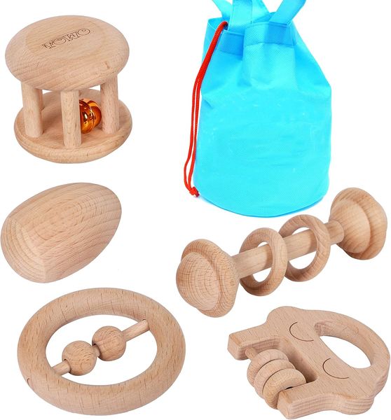 TOWO — Sonajeros Maracas de Madera Natural (set con bolsa)
